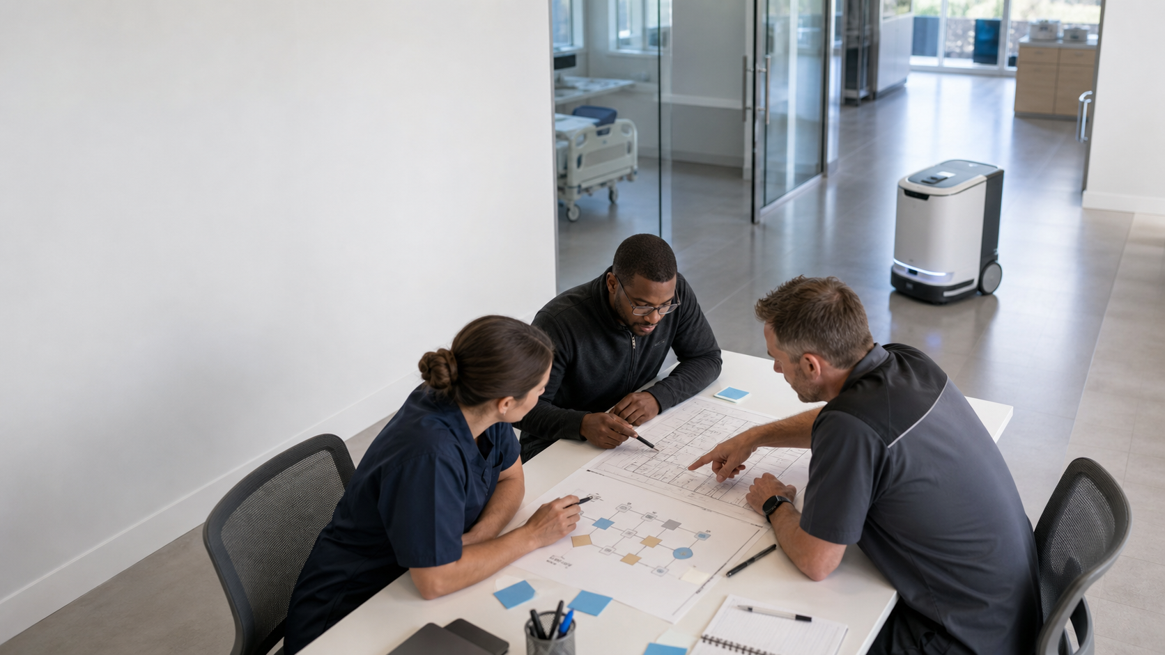 A care team planning a technology deployment in a care environment